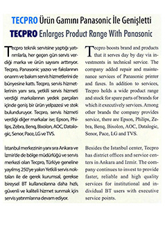Tecpro, Textilegence Dergisi Nisan 2015 / Tecpro Ürün Gamını Panasonic İle Genişletti