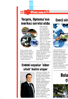 Tecpro, BTHaber Dergisi Şubat 2017 / Tecpro, Optoma"nın Merkez Servisi Oldu