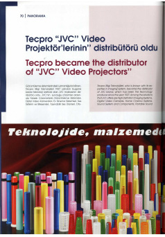 Tecpro, Tekstil&Teknik Dergisi Ağustos 2015 / Tecpro "JVC" Video Projektör"lerinin distribütörü oldu