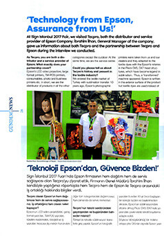 Tecpro, Tekstil Teknoloji Dergisi Kasım 2017 / Tecpro, Teknoloji Epson"dan, Güvence Bizden!