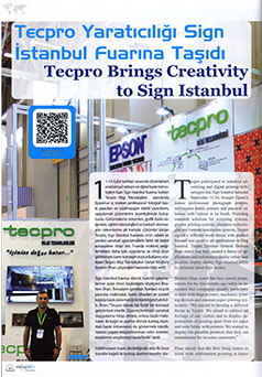 Tecpro, Textilegence Dergisi Kasım 2014 / Tecpro Yaratıcılığı Sign İstanbul Fuarına Taşıdı